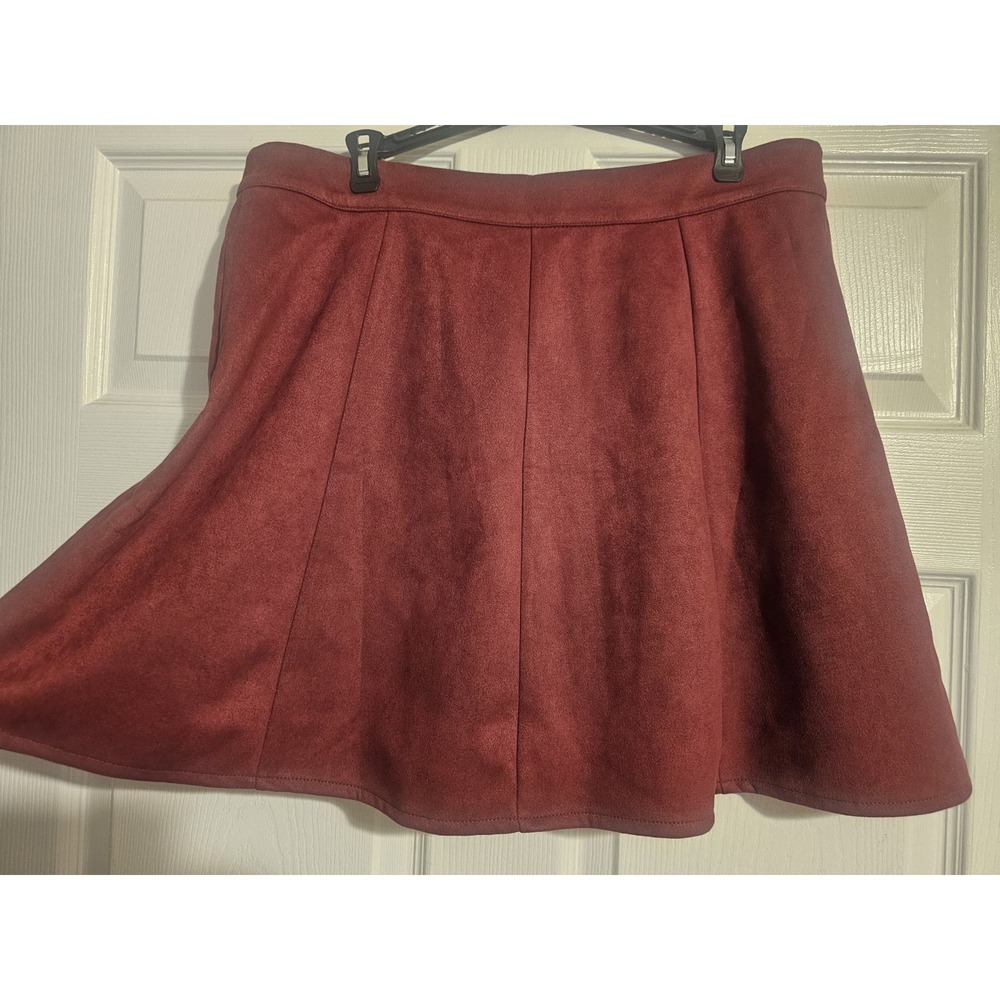 NWT Women's XL Burgundy Maroon A-Line Mini Skirt High Waist Gold Button Front - Picture 6 of 16